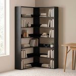 7 Tiers Corner Bookshelf, L-shaped | Black