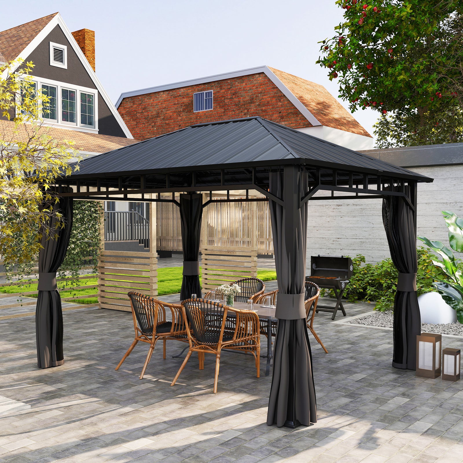 Outsunny 3x4m Hardtop Gazebo With Galvanised Steel Roof