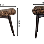 Solid Wood Leopard Print Curved Bench