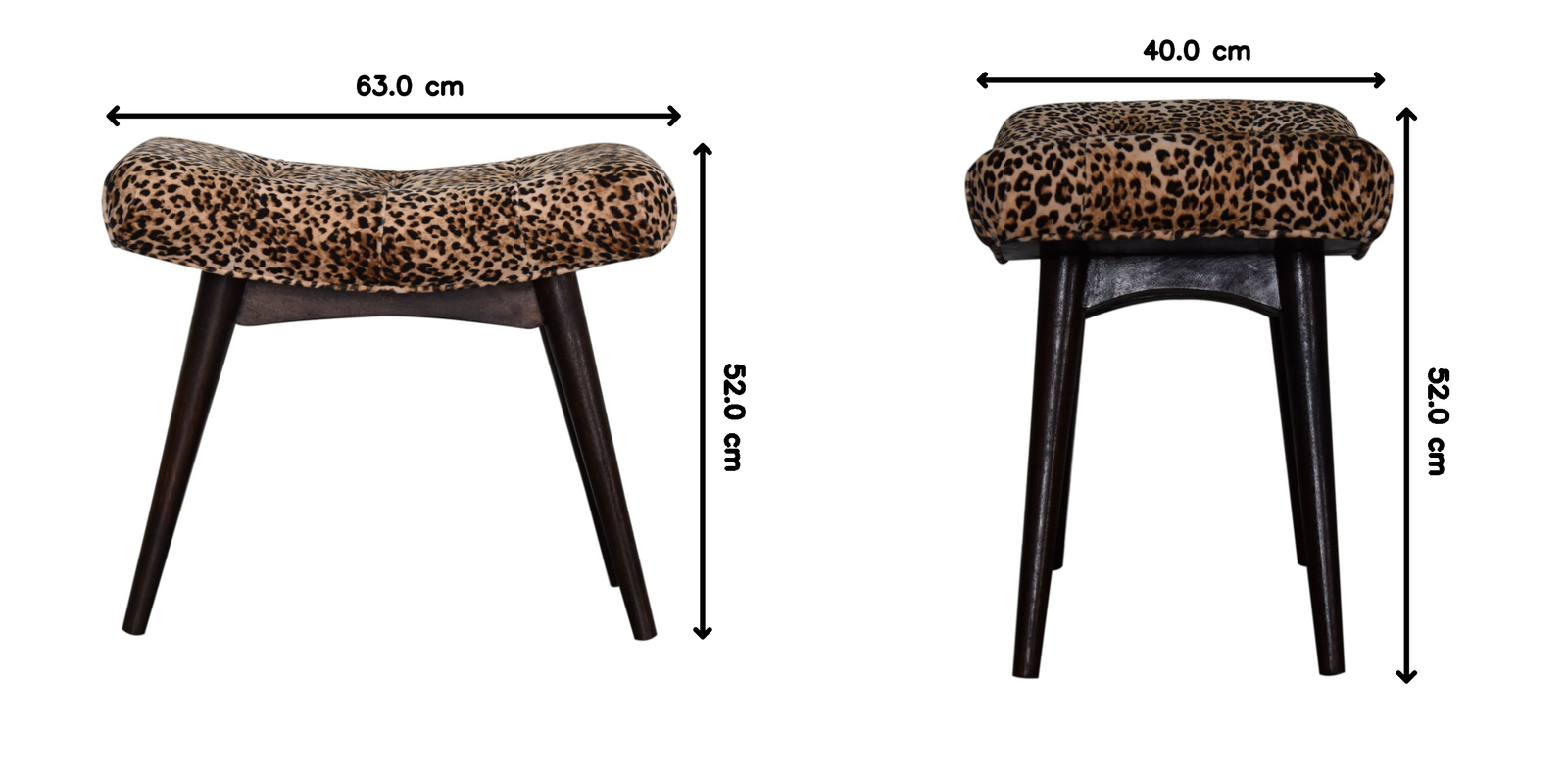Solid Wood Leopard Print Curved Bench