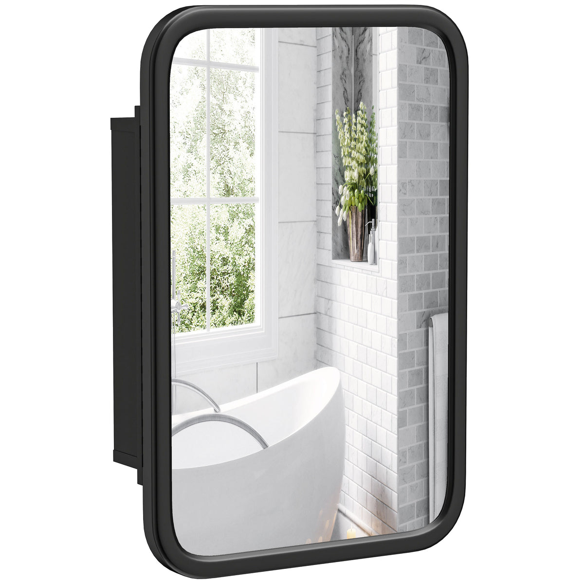 HOMCOM Bathroom Wall Cabinet With Mirror Black