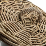 Round Rattan Laundry Hamper Basket With White Lining | Large | Brown