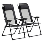 2 Pcs Folding Recliner Chairs With Adjustable Backrest | Black