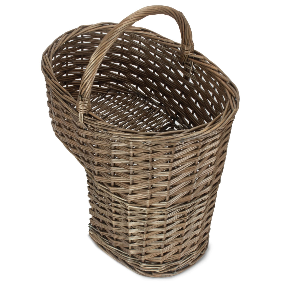 Wicker Antique Wash Finished Stair Basket | Gray