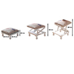 3 Position Footstool Height Adjustable Padded Top White Frame