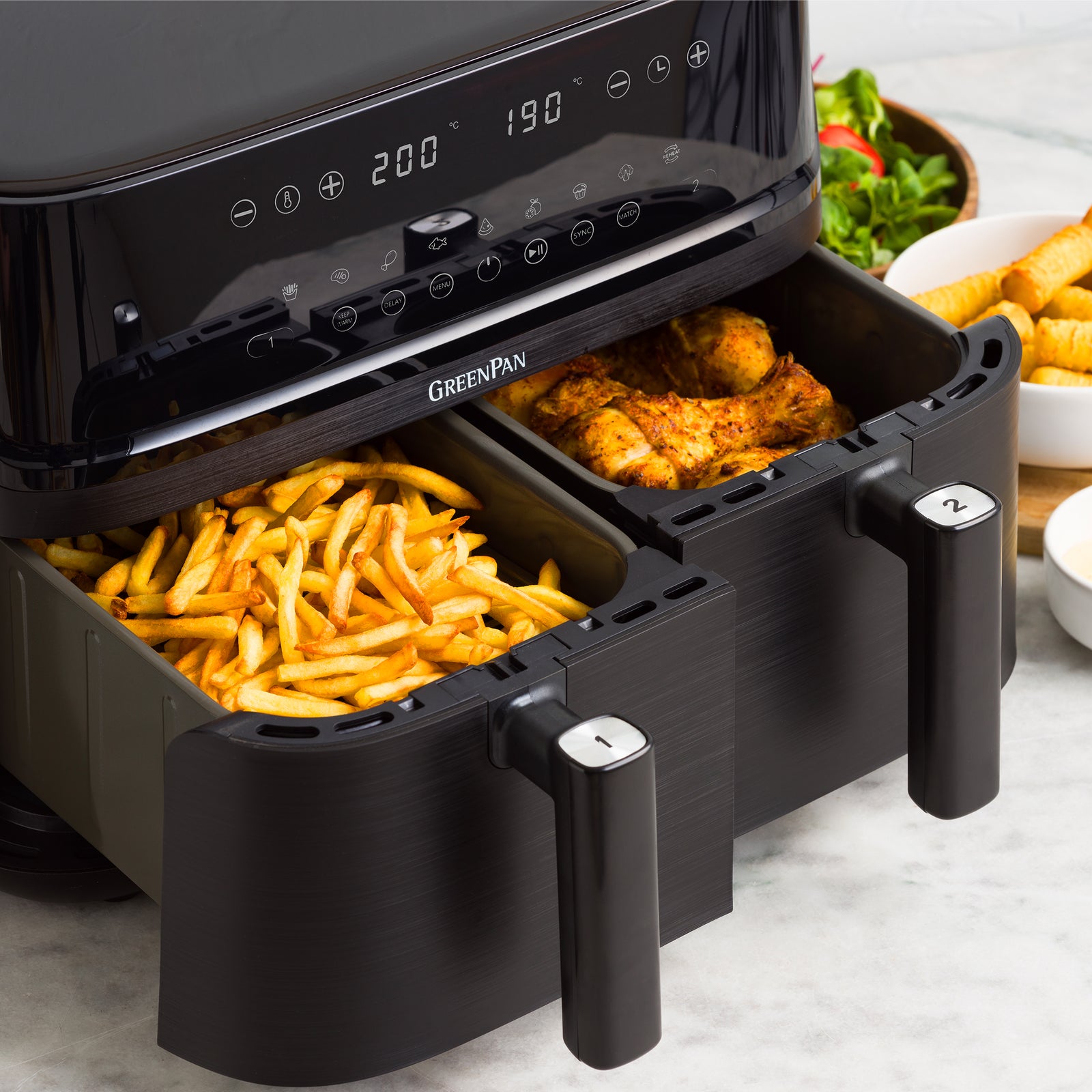 Switch Dual Air Fryer With Extra Large 10l Capacity, Pfas-free Drawer | Black