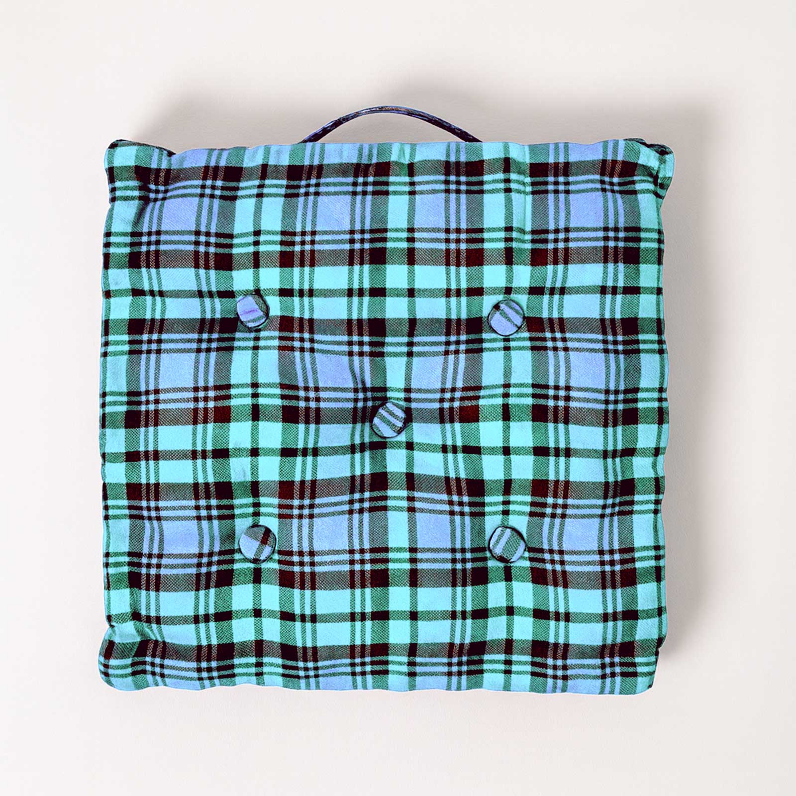 Cotton Tartan Check Floor Cushion | 40cm x 40cm | Blackwatch