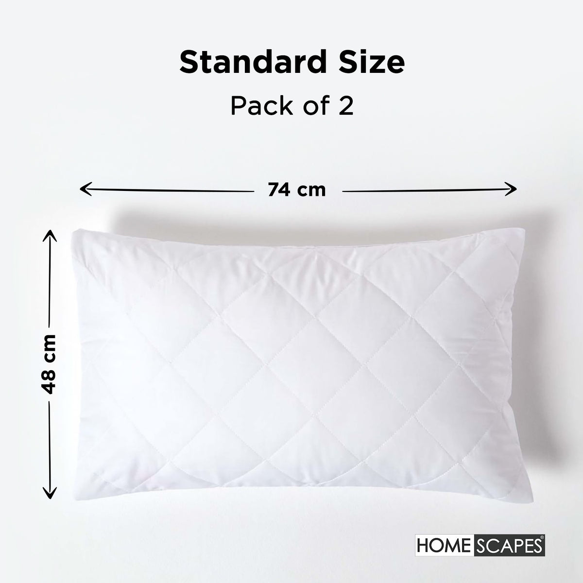 Cotton Rich Quilted Pillow Protectors | 48 x 74cm | White