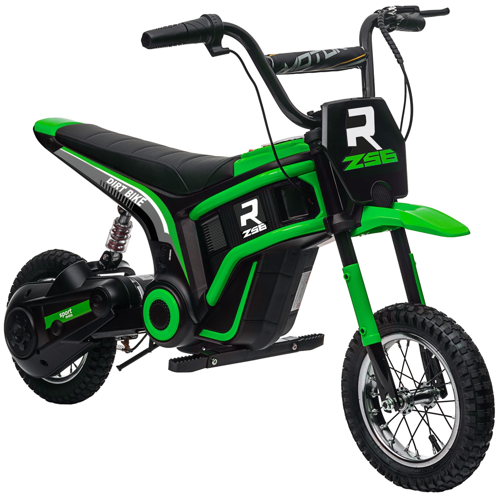24v Kids Electric Motorbike With Twist Grip Throttle, Music, Horn | Green