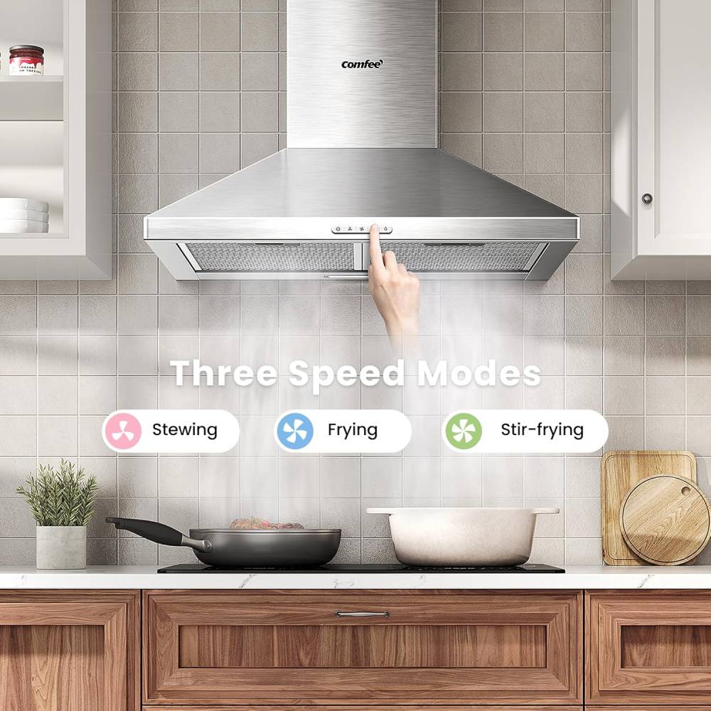 60cm Chimney Cooker Hood Wall Mounted Range Hood Extractor Hood With Led