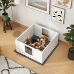 Pawhut Dog Whelping Box With Whelping Pad, Adjustable Entrance | White