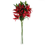 Pack Of 6 X 100cm Large Red Lily Stem - 18 Flowers
