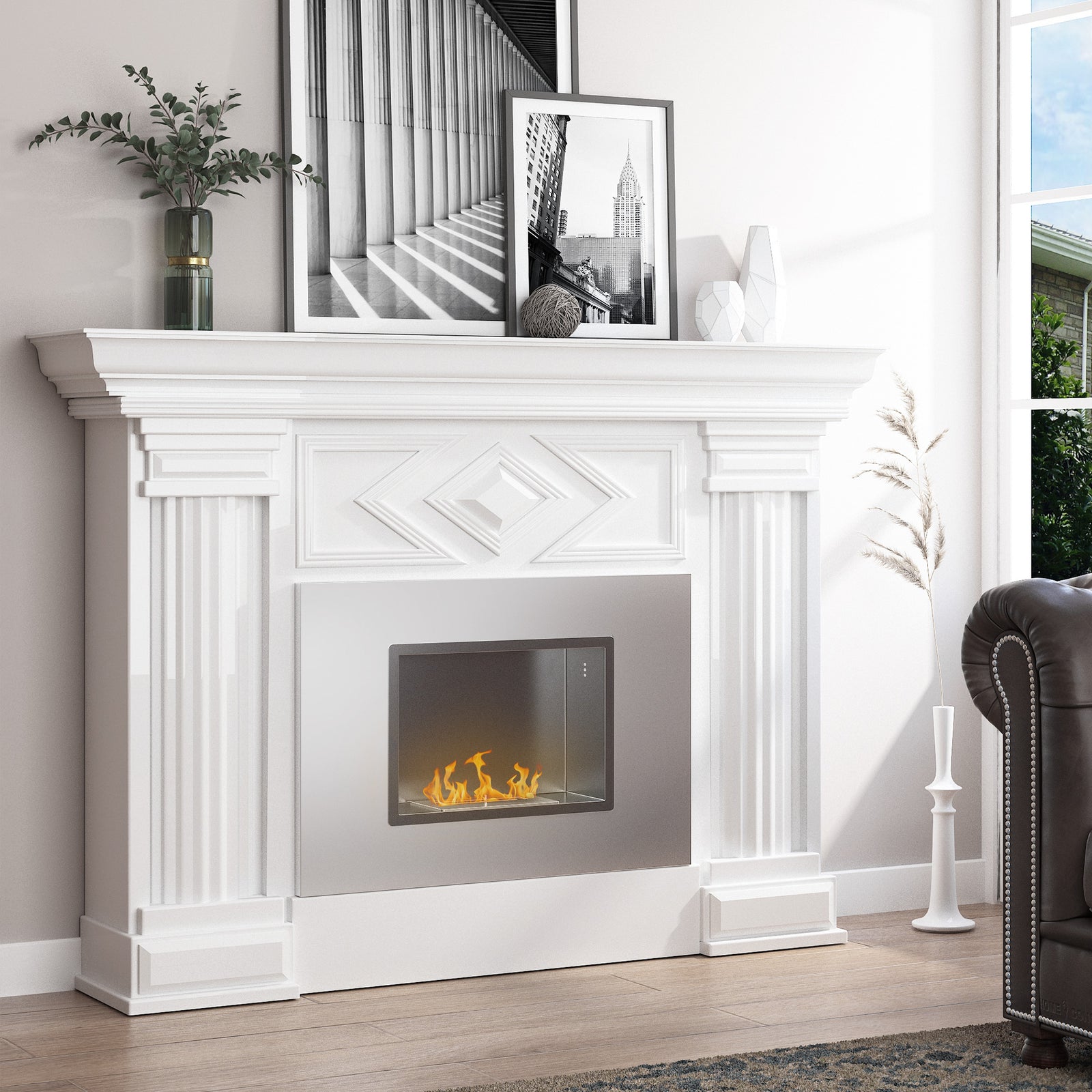 Wall Mounting Bio Ethanol Fireplace Heater With 1.5l Tank