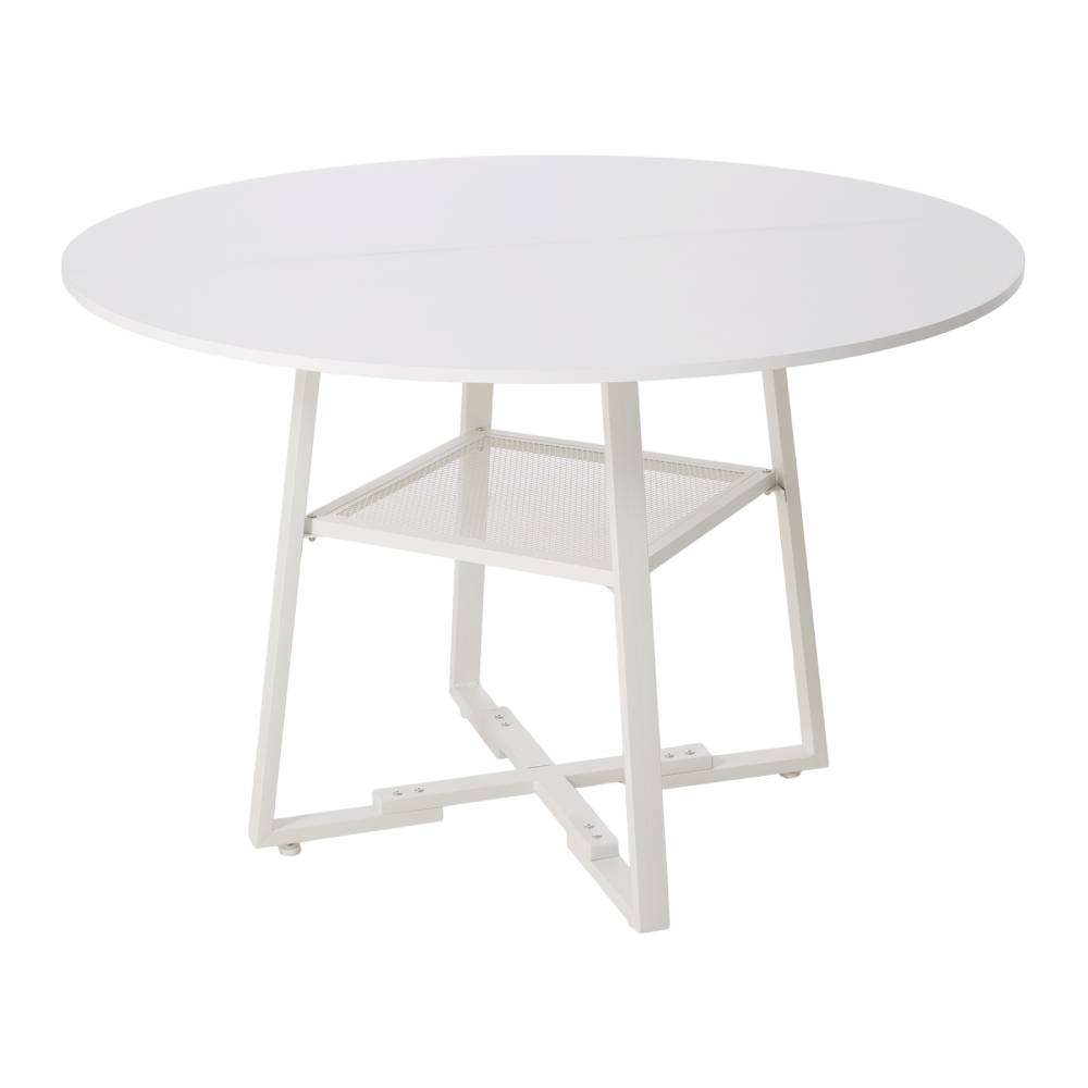 120cm Dia X 76cm H Round Dining Table With Storage Shelf | White