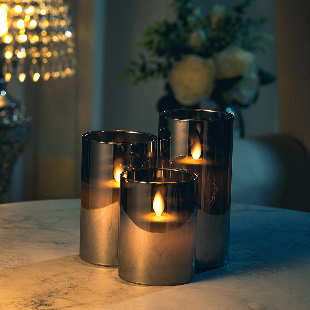 3pcs Remote-controlled Led Flameless Candle Set | Grey
