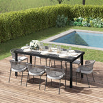 Aluminum Outdoor Garden Dining Table For 8, Black