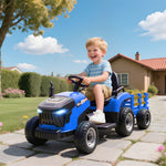Ride On Tractor And Trailer, 12v Electric Ride On Tractor | Blue