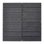 11pcs Interlocking Wpc Deck Tiles, 30x30cm Outdoor Wood-plastic Composite Patio Flooring, Slip-resistant Garden Balcony Tiles | Dark Grey