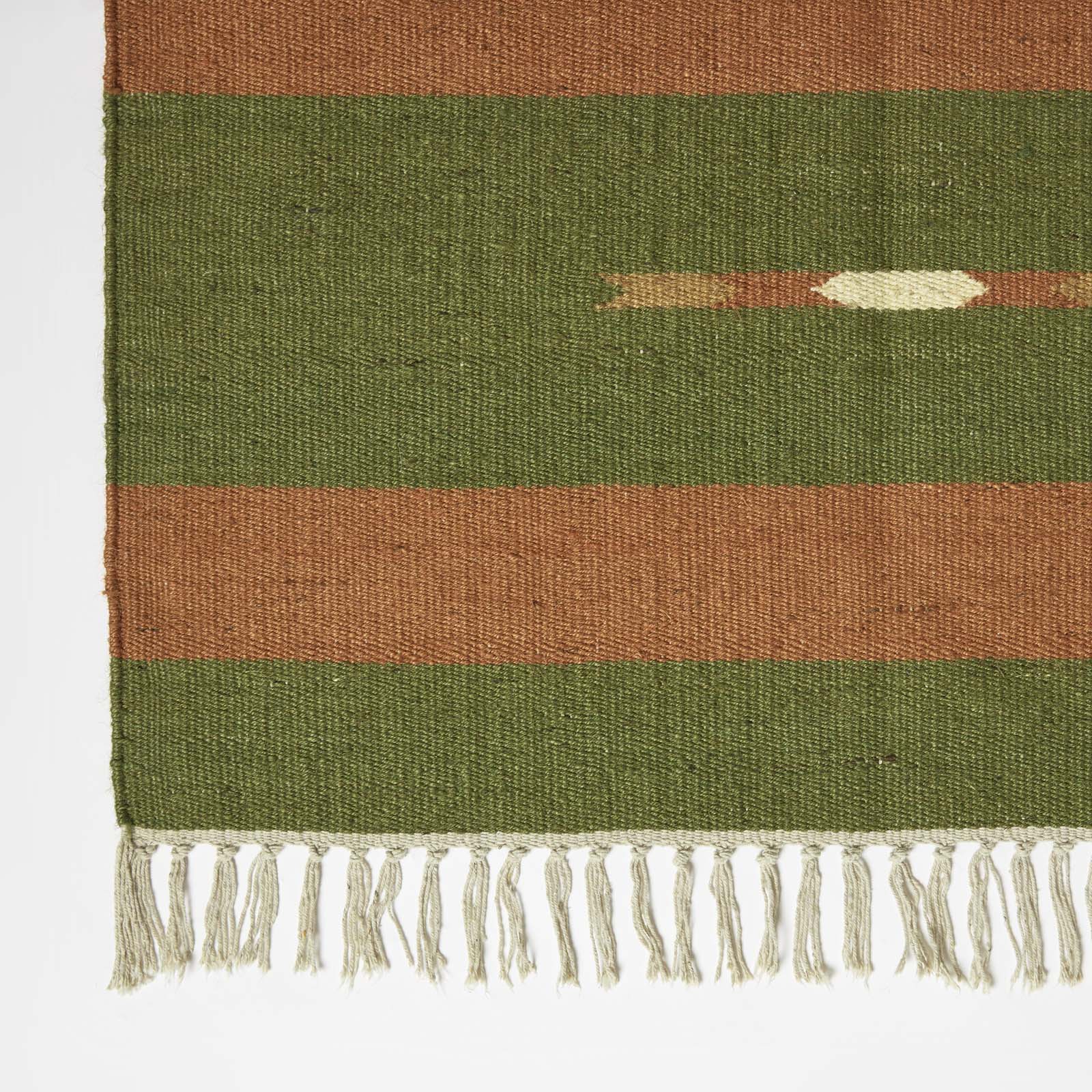 Lundi Kilim  Cotton & Jute Rug | 180cm x 90cm | Green