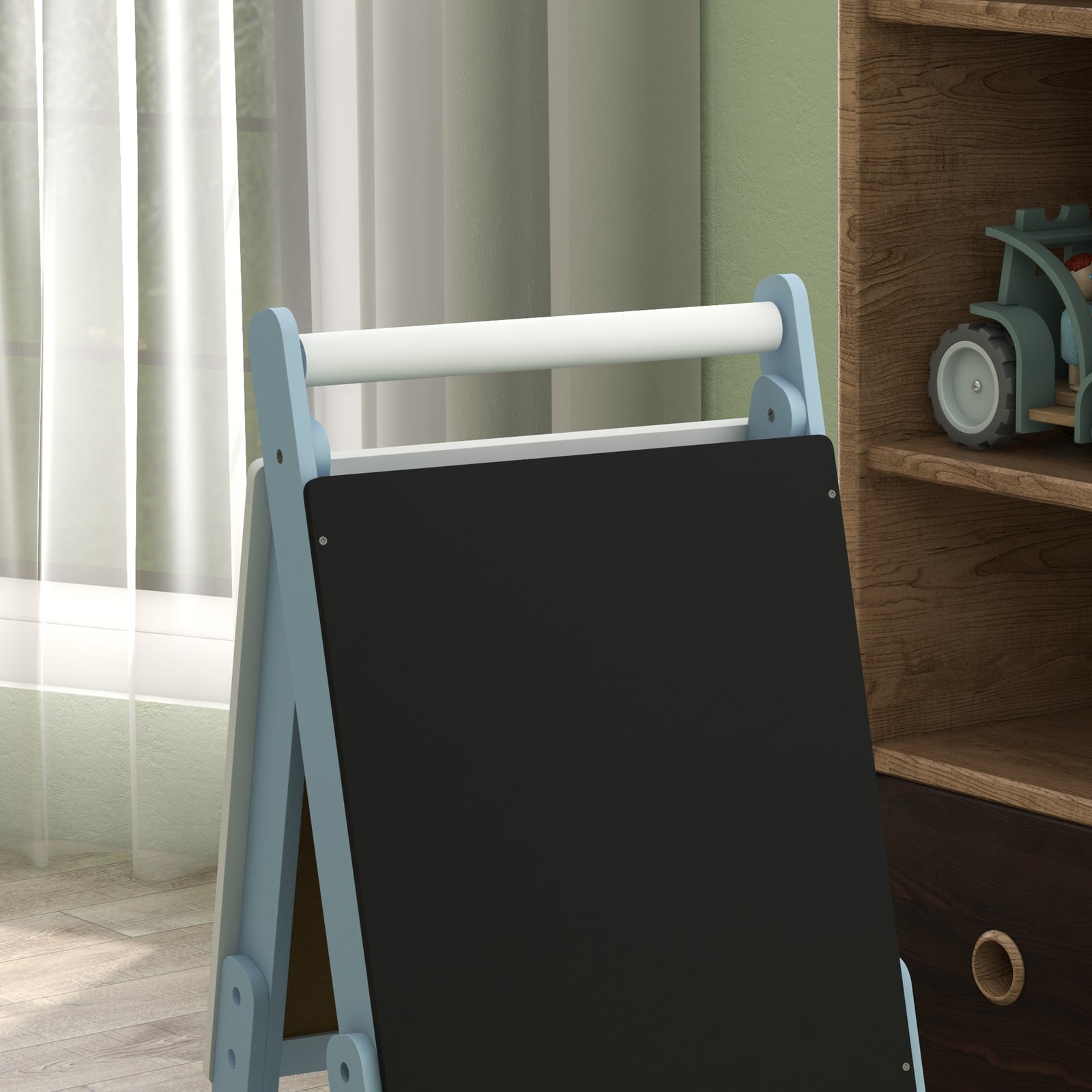 3 In 1 Easel For Kids, With Paper Roll, Adjustable Height | Blue