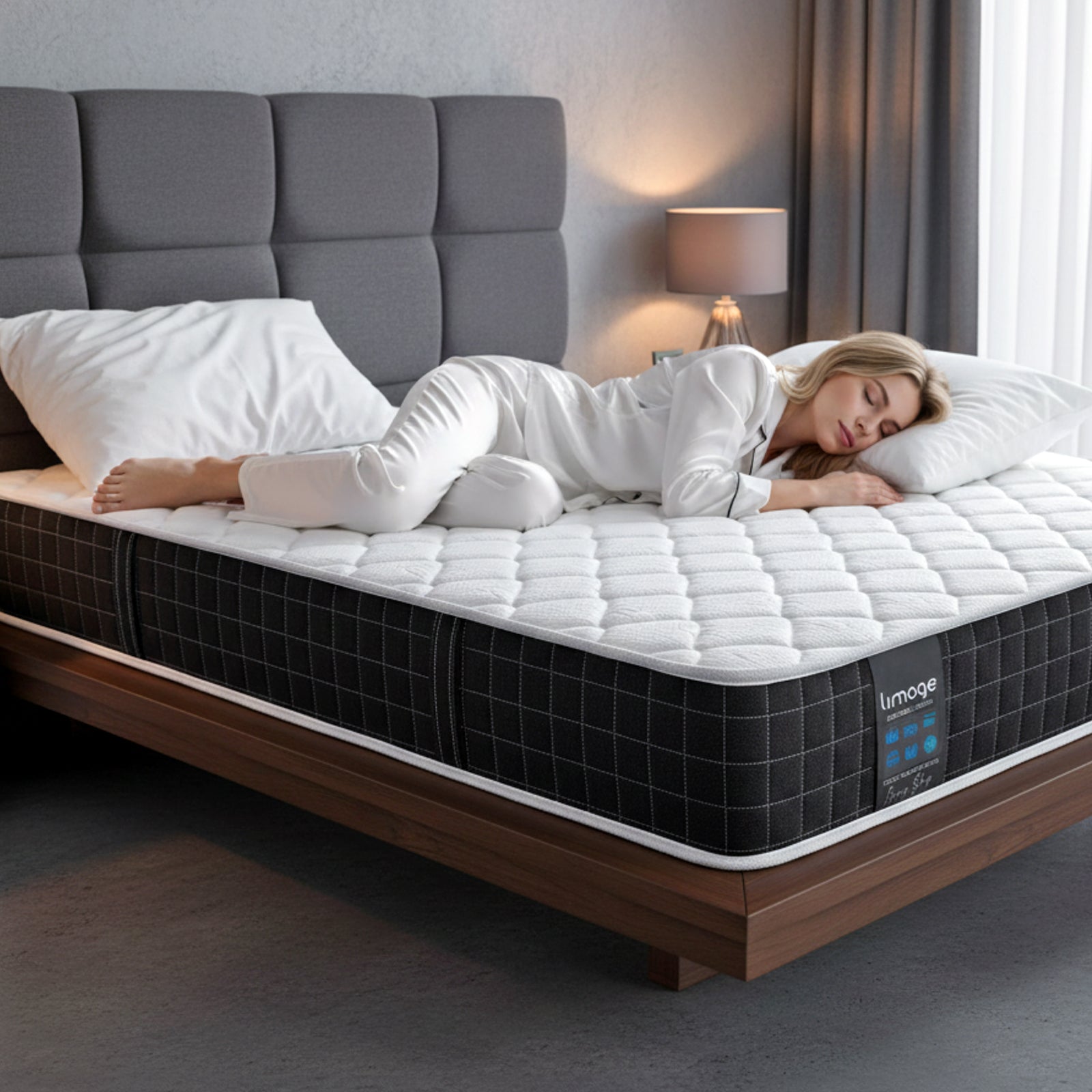 Cloud Medium Pillow Top Pocket Sprung Mattress | Single | White/Black