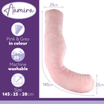 L Shaped Pregnancy Pillow, 145x25x20cm Shredded Memory Foam Full Body Maternity Cushion For Sleeping | J Shape | Pink
