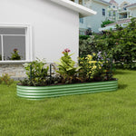 Green Raised Garden Bed Oval Galvanized Steel Planter For Backyard Gardening | Medium | Light Green