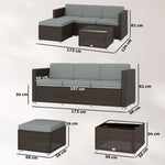 Garden Furniture Set W/ Padded Cushions Corner Sofa Set | Brown