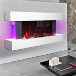 52-inch Electric Fireplace Suite, Black Fire With White Led Surround, Remote Control, Dual Side Nightlights & 7 Flame Colors