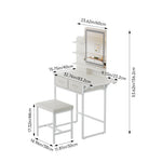 Led Mirror Dressing Table And Stool Set With Power Strip