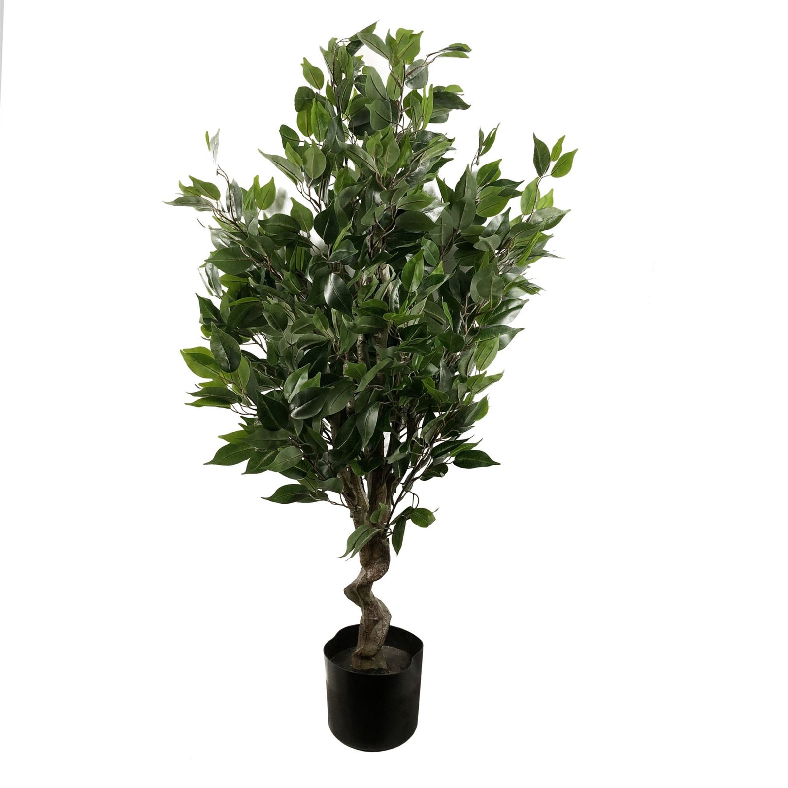 110cm Artificial Evergreen Twist Ficus Tree Silver Curve Planter