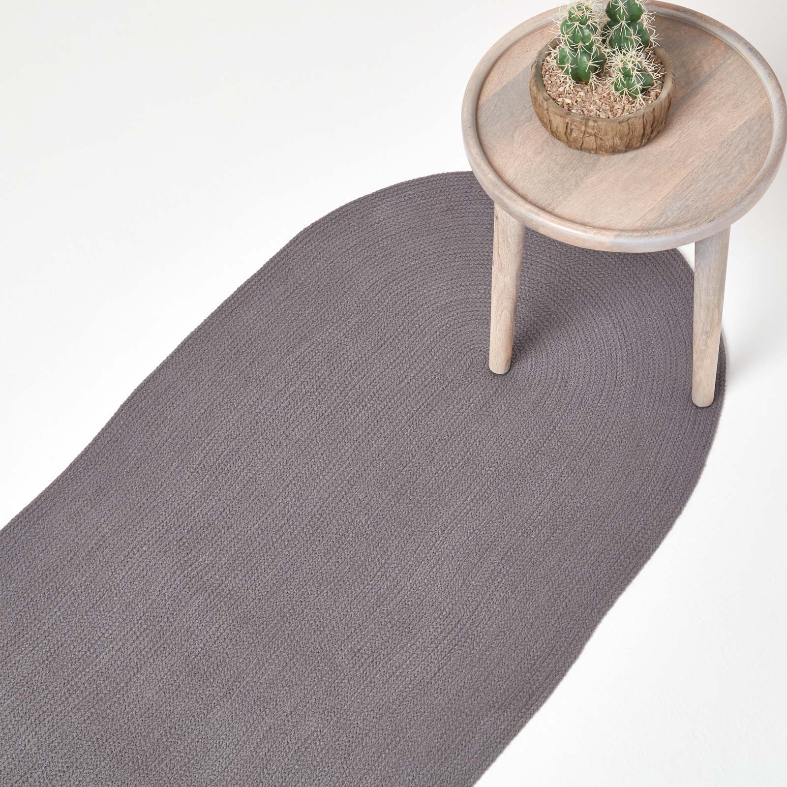 Handmade Woven Braided Oval Rug | 200cm | Grey