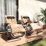 2 Pcs Reclining Zero Gravity Chair Folding Lounger Cushion | Khaki
