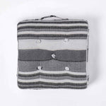 Morocco Striped Cotton Floor Cushion | 40cm x 40cm | Grey