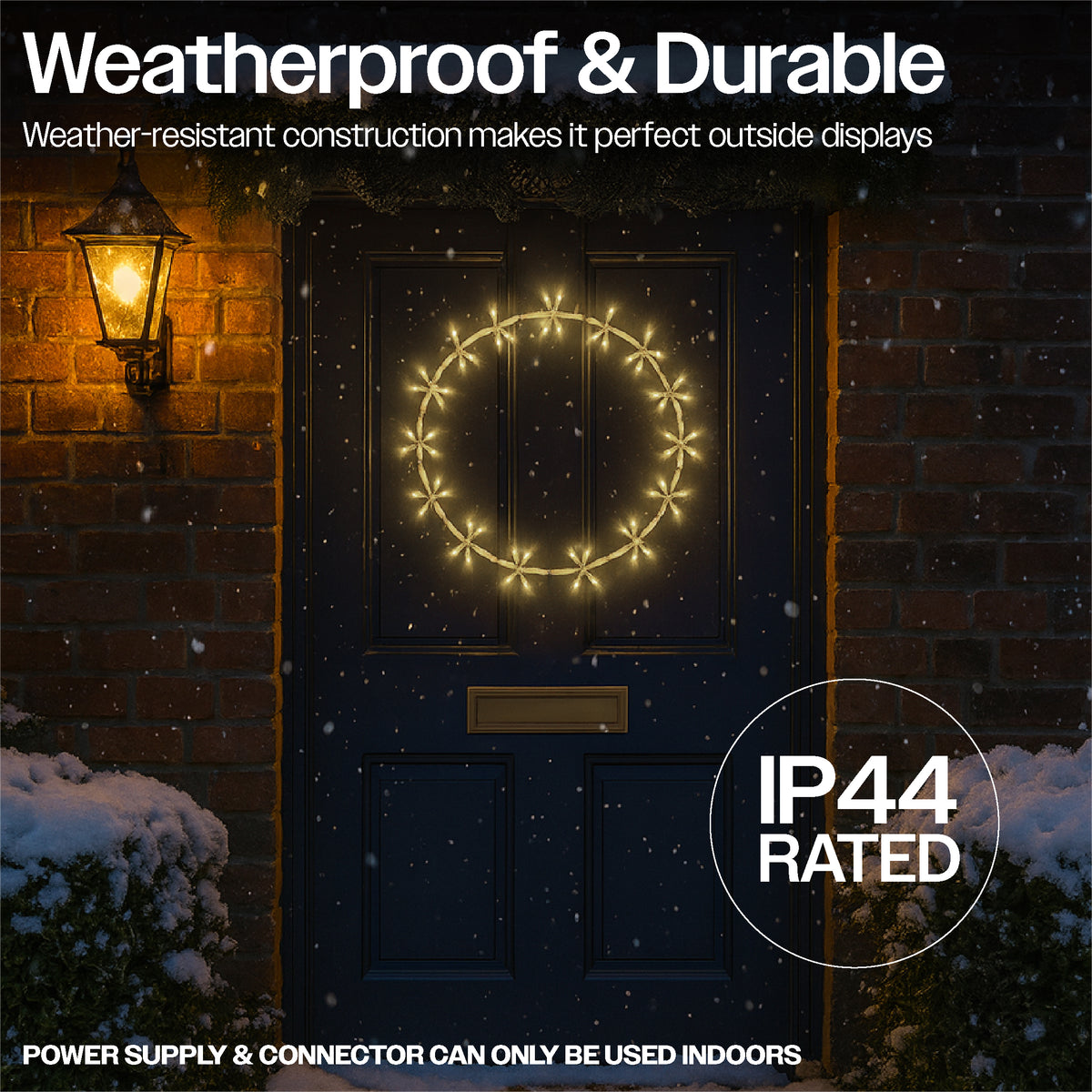 Xmas Haus 55cm 96warm White Led Metal Ring 3m Lead Outdoor