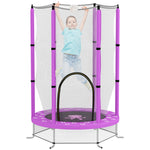 4.6ft Kids Trampoline W/ Safety Enclosure Net, For Indoor Outdoor | Purple