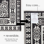 Luxury Outdoor Rug Waterproof Reversible For Garden Patio, Monochrome Motif