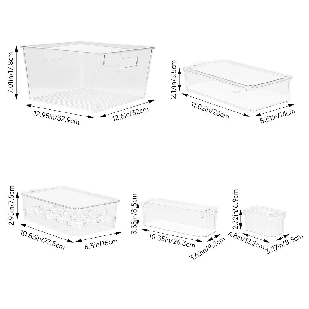 Stackable Clear Fridge Organisers Storage Boxes | Set-of-12