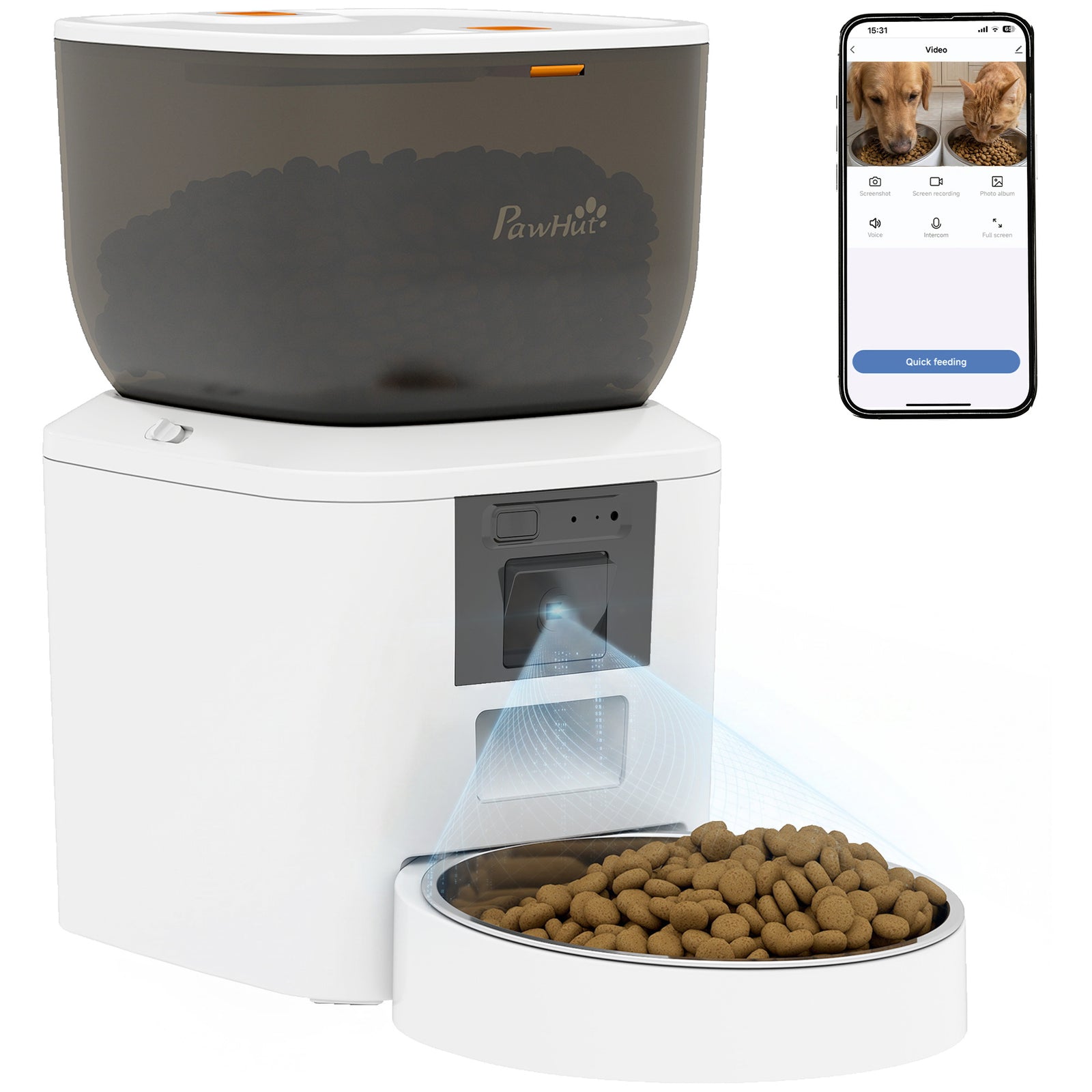 PawHut Automatic 4l Cat Feeder With Camera, 2.4g Wifi, Smart App Control