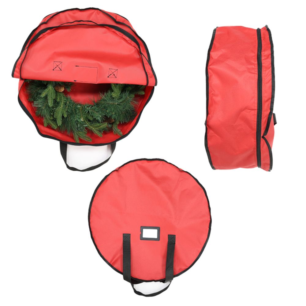 Christmas Wreath Decoration Zip Up Sack Fabric Storage Bag