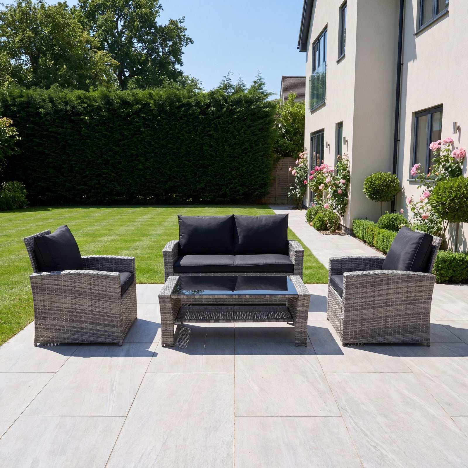 Pallini 4 Piece Rattan Patio Set | Grey