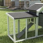 Wood Chicken Coop Hens Cage Poultry House With Nesting Boxes Run | Gray