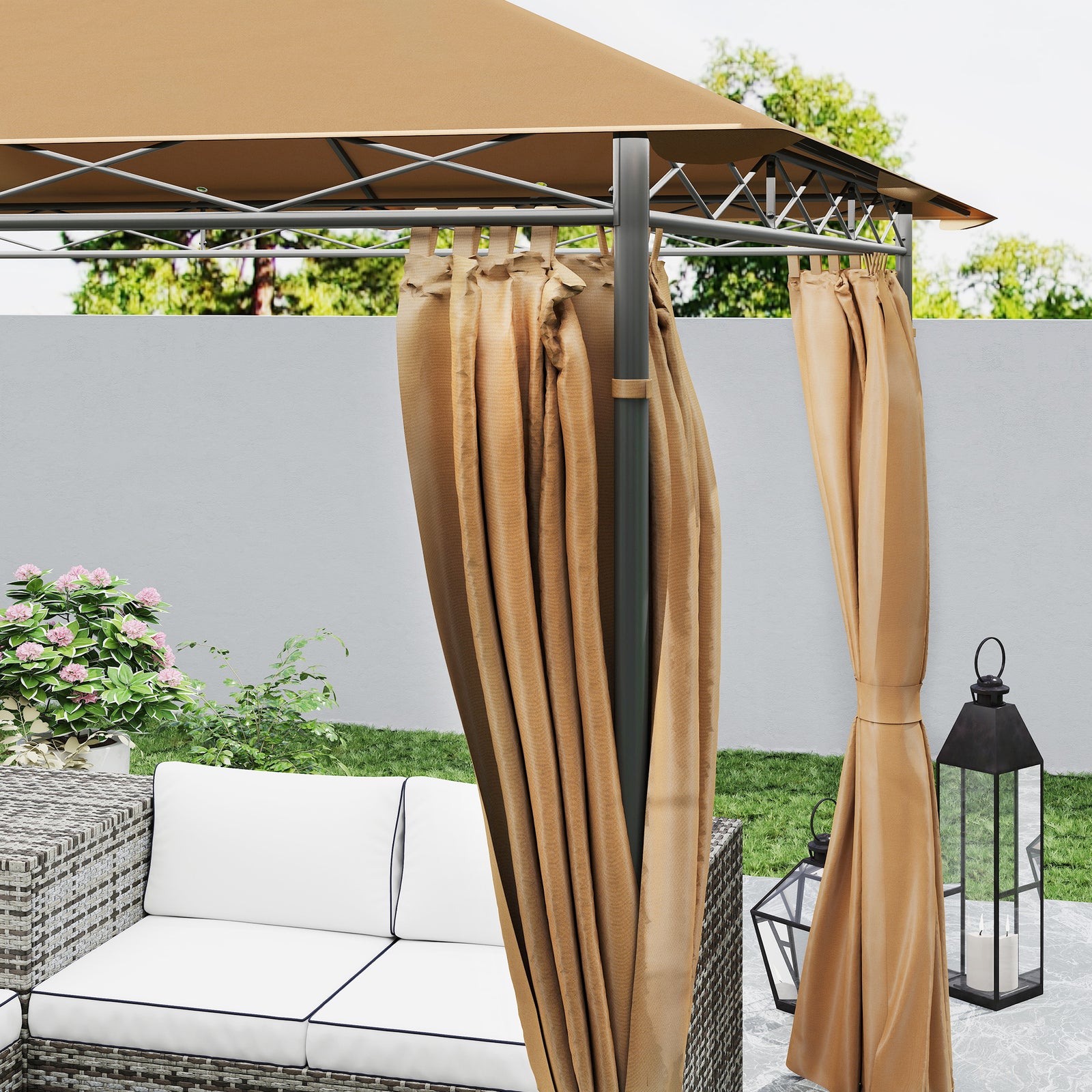 3x3m Garden Gazebo, Double Roof | Brown