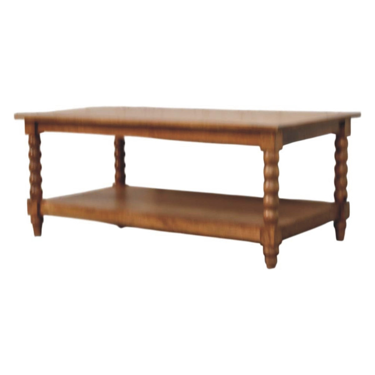 Solid Wood Spindle Coffee Table With Open Shelf