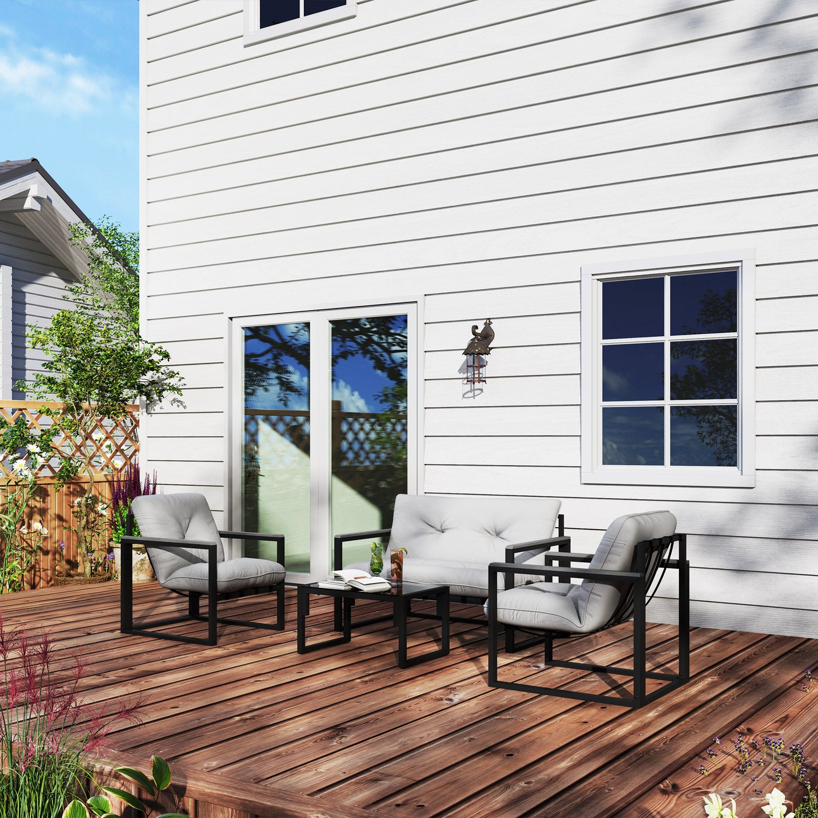 4pcs Outdoor Garden Furniture Set | Dark Grey