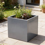Zinc Galvanized Steel Planter Box With Drainage Hole –square Raised Planter Box Outdoor Balcony Garden Trough Pot | Large | Light Grey