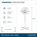 16 Inch Pedestal Fan White Oscillating