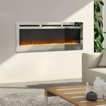 40/50/60-inch Wall Mounted & Recessed Led Electric Fireplace With 12 Flame Colors, Adjustable Brightness & Remote Control | Large