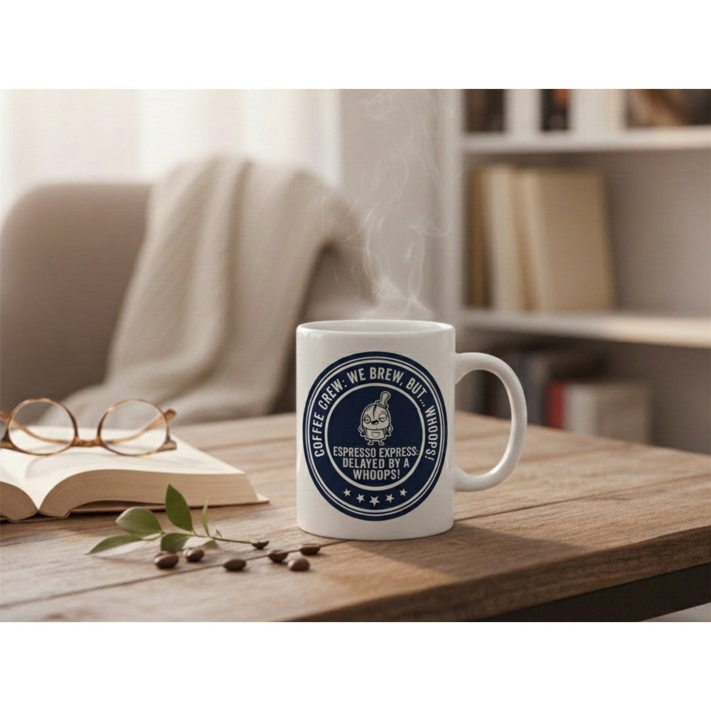 Dyzi Coffee Crew We Brew But Whoops Funny Quote Ceramic Mug