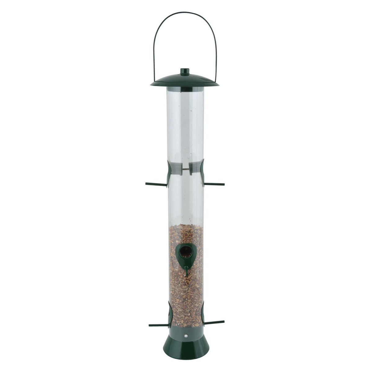 Extra Large 56 Cm Hanging Bird Seed Feeder, 6 Perches, Removable Base, Green | Extra Large | Green